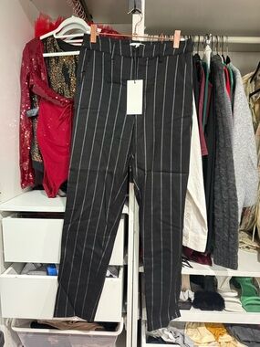 Black Pinstripe  Dress Pants - Classic Tailored Fit